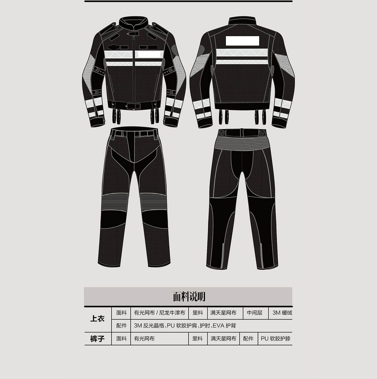 特警騎行(xíng)服面料說明(míng)
