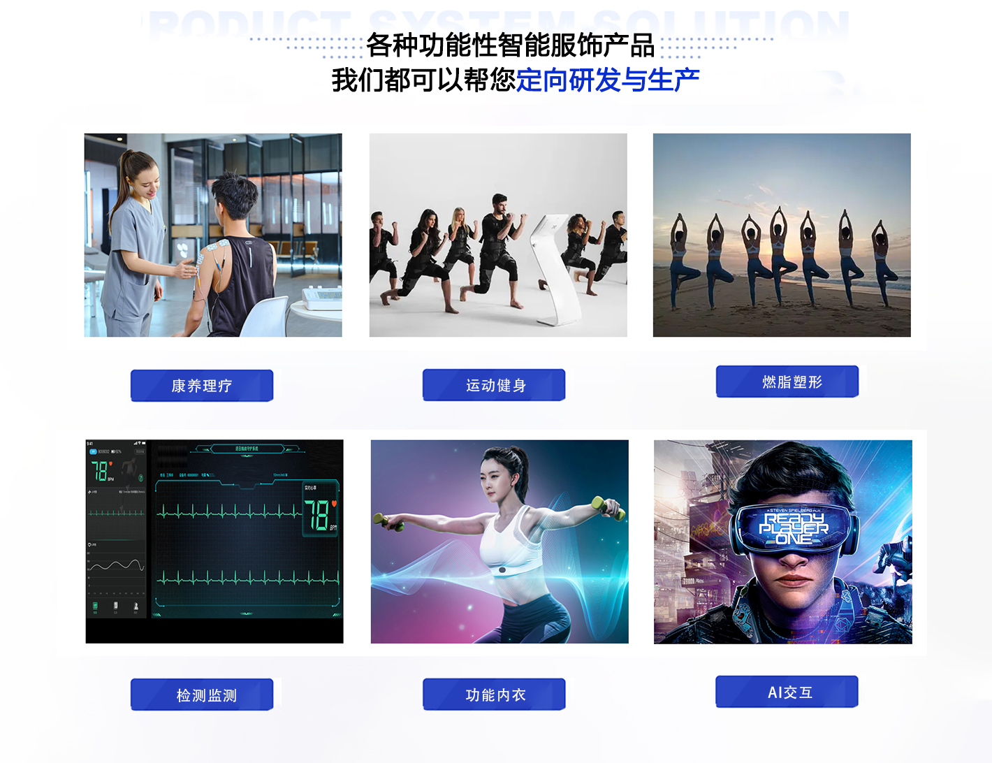 各種功能(néng)性智能(néng)服飾都(dōu)可(kě)以定向研發與生産